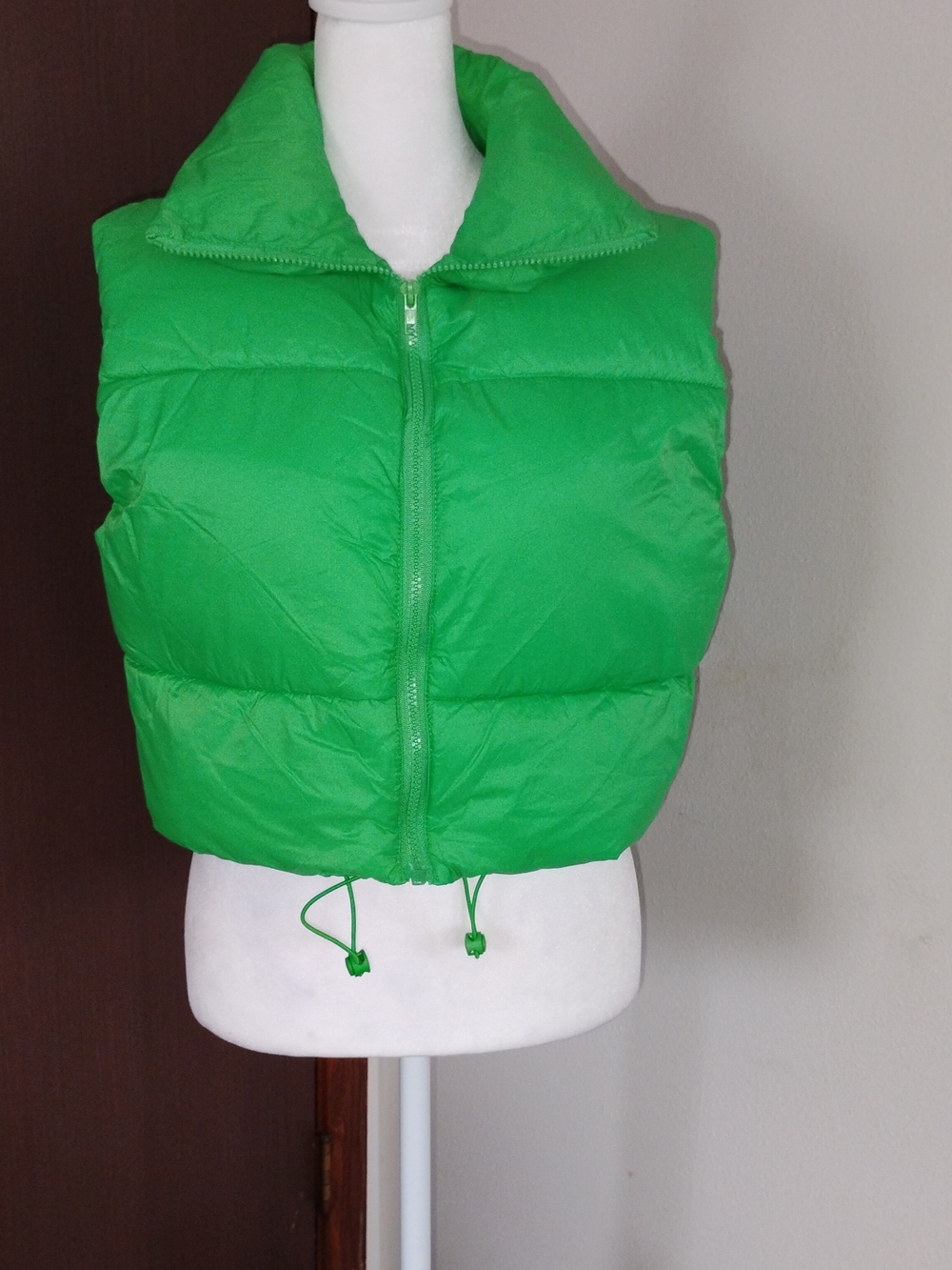 Women's Bright Green Puffer Vest Jacket